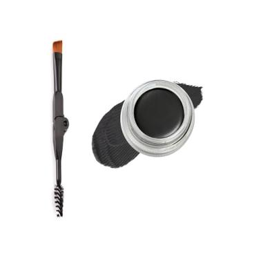 Imagem de Corlo Pomada de sobrancelha, gel impermeável à prova de manchas, cosméticos de maquiagem de sobrancelha de alta pigmentação natural de longa duração com pincel de sobrancelha de ponta dupla (06 Jet