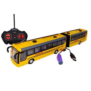 Imagem de Ônibus Controle Remoto Bateria Recarregável Articulado 37cm City Bus -