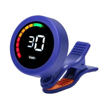 Imagem de oshhni Afinador de guitarra Acessórios para guitarra Rotação de 360 ​​graus Tela LCD profissional Afinação rápida e precisa Banjo Violino Iniciantes, Azul