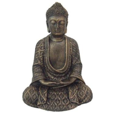 Imagem de Buda hindu Meditando Grande em Resina cor ouro velho - Decore Casa