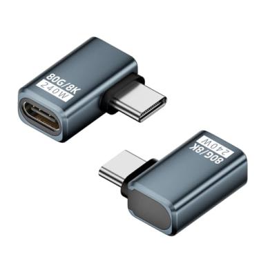 Imagem de UCCUNEVVA Adaptador USB-C fêmea para fêmea (pacote com 2), carregamento de 240 W, transferência de dados de 80 Gbps 8K a 60 Hz, suporta OTG USB4 2.0 compatível com Thunderbolt 5/4/3-cinza