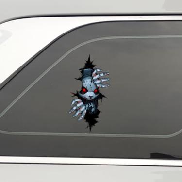 Imagem de Adesivo de Halloween Horror Peeking, 3D Crack Dupla Face Clássico Filmes de Terror À Prova D'Água Adesivos de Vinil Assustador para Decorações de Acessórios de Carro de Para-choque (Crack Panda Killer