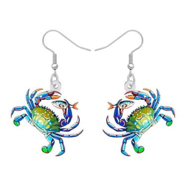 Imagem de DALANE Brincos de acrílico com pingente de caranguejo fofo, praia, para amantes de praia, engraçados, animais tropicais do oceano, verão, férias, joias, berloques, Medium, Acrílico, Sem pedra preciosa