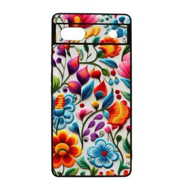 Imagem de qizjio Capa de telefone com estampa de bordado floral à prova de choque capa protetora mexicana arte popular para celular Google Pixel 6A