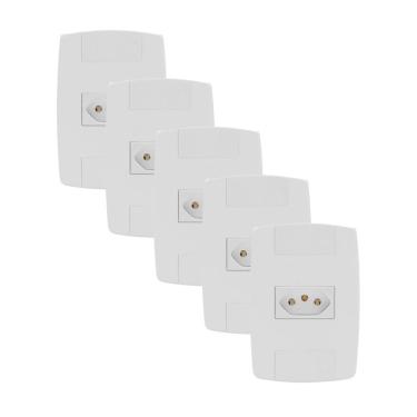 Imagem de Kit 5 Tomada Elétrica Branca 2P+T 20A 250V Placa Espelho 4X2