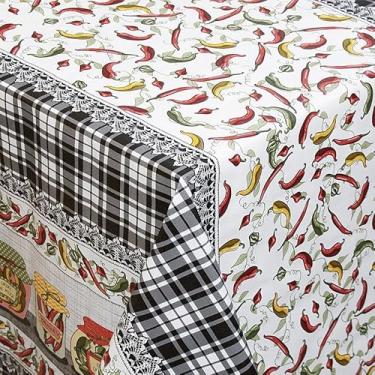 Imagem de Toalha De Mesa Plastica Termica Impermeavel Para Lugares Protecao E Decoracao(Pimenta,4 cadeiras 1,50x1,40)