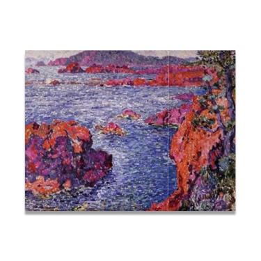 Imagem de Rocks Are RedThéo van Rysselberghe: Impressão em tela neoimpressionista belga chave 80 x 104 cm sem moldura