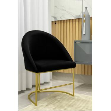 Imagem de Kit Poltronas Decorativa Lua Sala de Jantar Base Industrial Dourada Preto