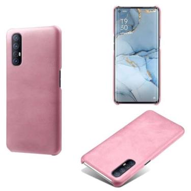Imagem de Capa para OPPO Find X2 NEO,Proteção contra quedas,Casca de volta de cor sólida simples,Design de couro de imitação de plástico-Pink