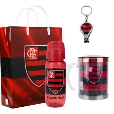 Imagem de Kit Presente Torcedor Garrafa Caneca Chaveiro Flamengo - Mileno