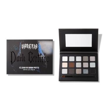 Imagem de VANERIA Paleta de sombras pretas esfumaçadas, maquiagem gótica de 15 cores, sombra cinza prateado, pigmento alto, uso longo, paleta de sombras em tons frios, à prova d'água, cor intensa (preto gótico)