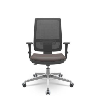 Imagem de Cadeira Brizza Tela 3D Backplax Aluminio - Sintético Café