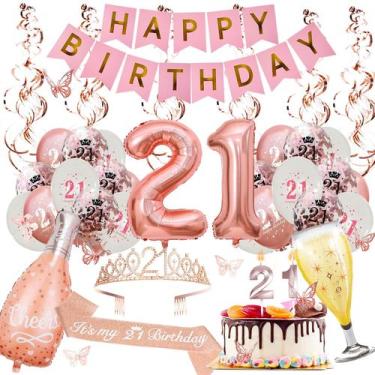 Imagem de Conjunto de decorações de aniversário ZJDZTK 21º aniversário para ela