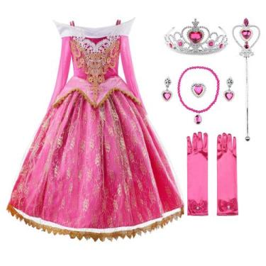 Imagem de Fantasia de princesa rosa para meninas Jerris/Vestido de vestuário com