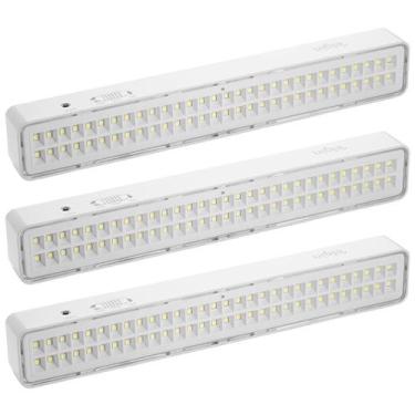 Imagem de Kit 3 Luminaria De Emergência Luzes Emergencial Bivolt 127v 220v 60 Le