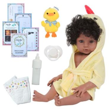 Imagem de Bebê Reborn Negro Cabelo Cacheado Com Kit Acessórios - Cegonha Reborn 