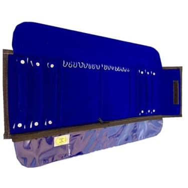 Imagem de MostruáRio De Pano Para Joias, Estojo Grande Porta Joias Organizadora Com DivisóRias, Para Guardar Semijoias, Bijuterias, Brincos, AnéIs, Colares E Pulseiras(Azul Royal)