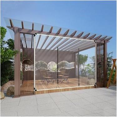 Imagem de Lona Transparente De Porta Com Zíper, Cortina De Gazebo Transparente Com Porta Com Zíper, Folha De Lona Protetora De 0,5 Mm De Espessura, Para Pérgola De Pátio De, H2.5xW3m/H8.2xW9.8ft