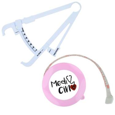 Imagem de Kit Avaliacao Fisica Medir Gordura Corporal Fita Metrica Imc Adipometr