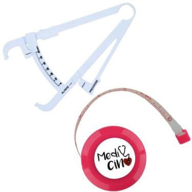 Imagem de Kit Avaliacao Fisica Medir Gordura Corporal Fita Metrica Imc Adipometr