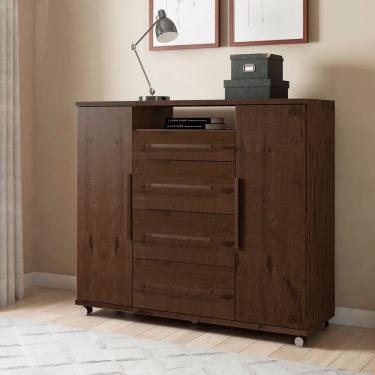 Imagem de Cômoda Sapateira 2 Portas 4 Gavetas Versátil Jacarandá