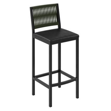 Imagem de Banqueta Assento Estofado para Cozinha Barcelona Verde/Preto