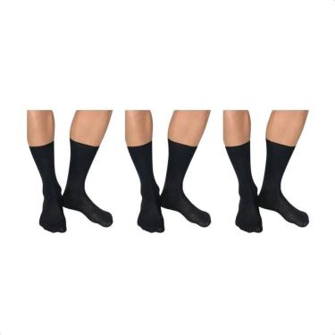 Imagem de Kit 3 Pares De Meias Masculina Social Clássic- Preta - 38-44