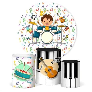 Imagem de Painel De Festa E Capa Cilindro Decoração Subli Música Menin