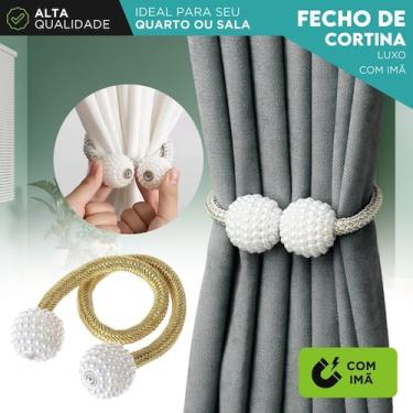 Imagem de Prendedor de Cortina Magnético com Pérolas Luxo Fecho Decorativo com I