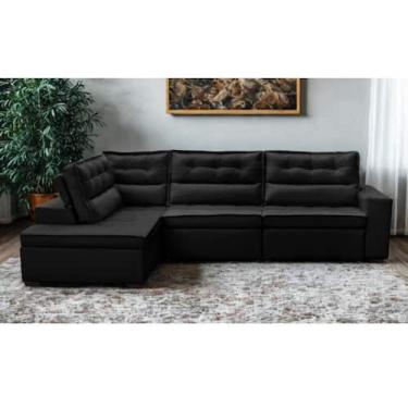 Imagem de Sofá de Canto Retrátil e Reclinável com Molas 3,00x2,00 Esq Viena Sued