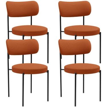 Imagem de Kit 04 Cadeiras Estofadas Para Sala De Jantar Louise L02 Tecido Terracota - Lyam Decor