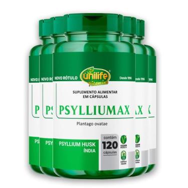 Imagem de Kit 5 Psyllium Husk Unilife Psylliumax 120 cápsulas