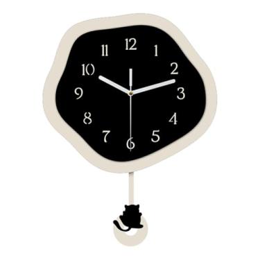 Imagem de Ｂｅｓｇａ Relógio de parede de gato, ornamento, presente anti-taque, fácil, prático, moderno, desenho animado, decoração, relógio para estúdio, Preto