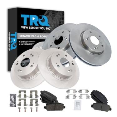 Imagem de TRQ Kit de freio dianteiro e traseiro e rotor de cerâmica compatível com Honda HR-V 2016-2022