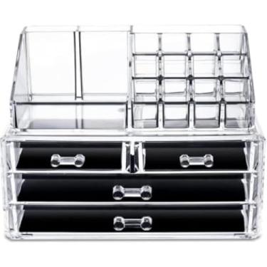 Imagem de Organizador De Maquiagem Em AcríLico | 4 Gavetas E 16 Cavidades | OrganizaçãO Completa Para Make E CosméTicos(Gaveta)