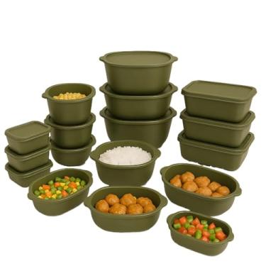 Imagem de Kit 15 Potes Herméticos de Plástico com Tampa – Empilháveis e Ultra Resistentes para Alimentos (Verde Olivia)