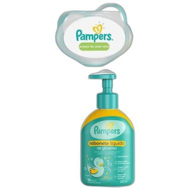 Imagem de Kit Pampers Baby Sabonete Liquido Lenços Umedecidos Bebê 96U