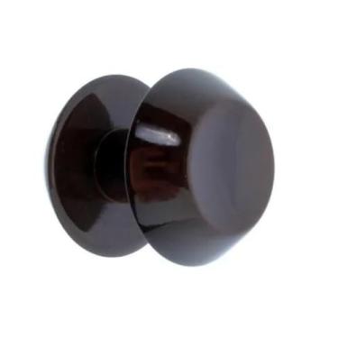 Imagem de Puxador Redondo Duplo de Madeira Imbuia ou Marfim 12 cm para Porta de Vidro Temperado Blindex com Guarnição (Imbuia)