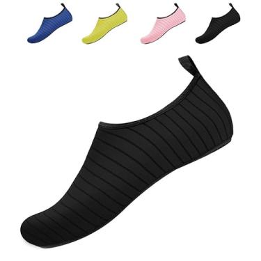 Imagem de Sapatos aquáticos para homens e mulheres, sapatos descalços portáteis sem cadarço, meias aquáticas, praia, natação, ioga, para uso ao ar livre, verão, piscina, Preto, 8-9 Women/7-8 Men