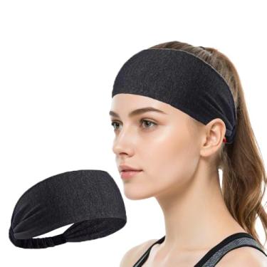 Imagem de Bandanas esportivas largas para mulheres, acessórios de cabelo antiderrapantes, envoltórios de cabeça para corrida no dia a dia
