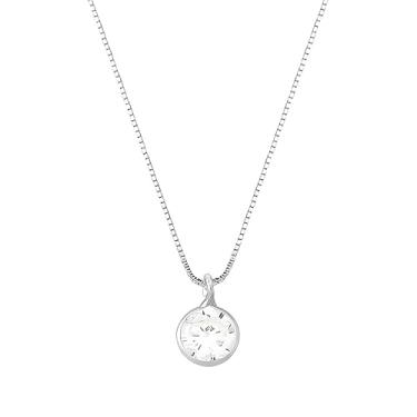 Imagem de Colar Feminino com Prata 45cm Ponto de Luz Redondo Corrente Veneziana Fecho Antifurto – Joia Minimalista e Sofisticada com Brilho Intenso