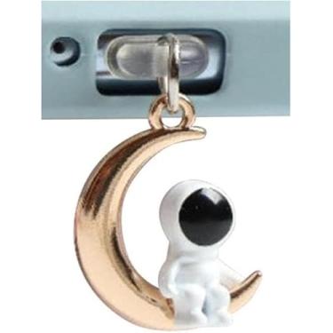 Imagem de Plugue antipoeira charmoso astronauta plugue de fone de ouvido pingente antipoeira plugue kawaii USB plugue celular plugues antipoeira para porta de carregamento de iPhone plugues antipoeira