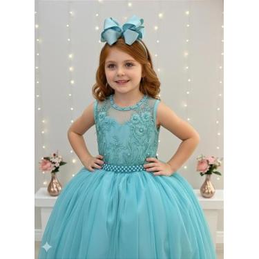 Imagem de Vestido Infantil Verde Longo com Renda para Formatura Daminha - no-bra