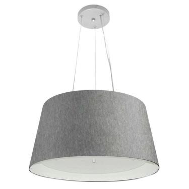 Imagem de Lustre Pendente Cone Md-4144 Cúpula Em Tecido 25x50x40cm Rustico Cinza / Branco - Bivolt