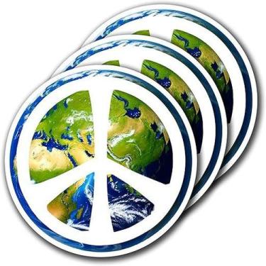 Imagem de Adesivo Peace Earth Symbol Vinil de 3,5 cm de diâmetro, 4 unidades/lot