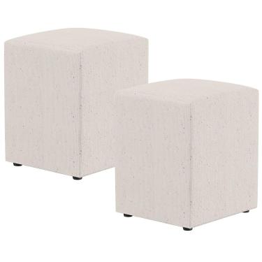 Imagem de Kit 02 Puffs Quadrado L02 Decorativo Linho Cru - Lyam Decor