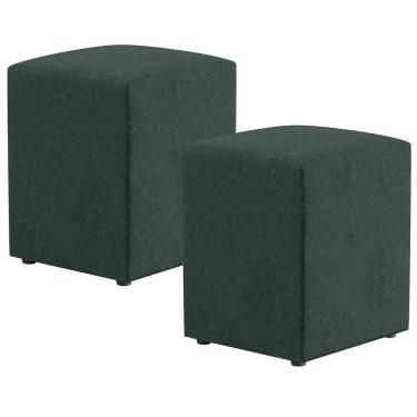 Imagem de Kit 02 Puffs Quadrado L02 Decorativo Linho Verde - Lyam Decor