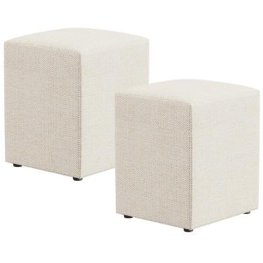 Imagem de Kit 02 Puffs Quadrado L02 Decorativo Linho Champagne - Lyam Decor
