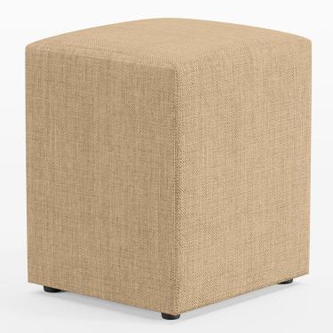 Imagem de Puff Quadrado Decorativo L02 Sala de Estar Linho Bege Escuro - Lyam Decor