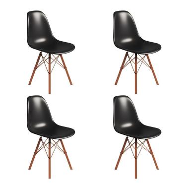 Imagem de Conjunto 4 Cadeiras Eames Tubo Ferro Cobre Assento Preto
